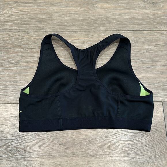 NIKE‎ Black Neon Yellow Dri-Fit Mesh Racerback Foam Padded Sports Bra Size Small - Picture 2 of 9